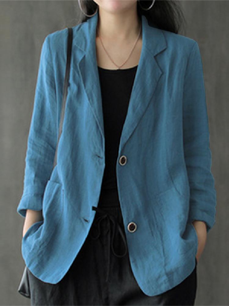 Blazer Women Oversized - エレガントな固体ブレザー女性秋オーバーコートザンゼア 2023 カジュアル長袖シングルボタンコート女性ラペル生き抜く特大