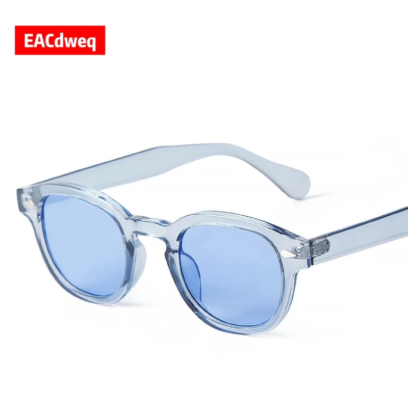 Women Fashion Glasses - ファッション透明ブルーラウンドサングラス女性男性レトロリベットシェード小さな正方形サングラス UV400 メガネ