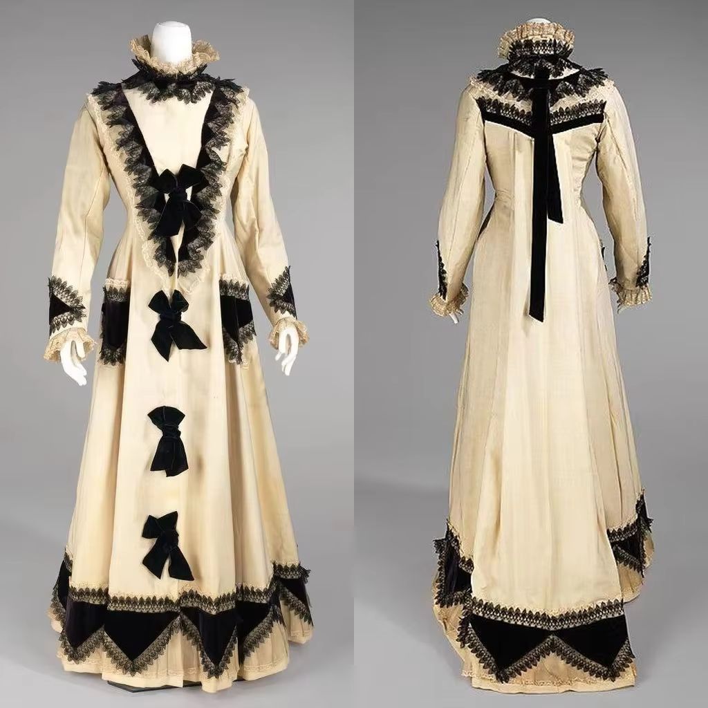 Women'S Fashion Gilded Age - 女性用歴史的ビクトリア朝エドワード朝ベージュドレス金彩時代ファッションスチームパンク公爵夫人舞踏会ガウンコスチューム