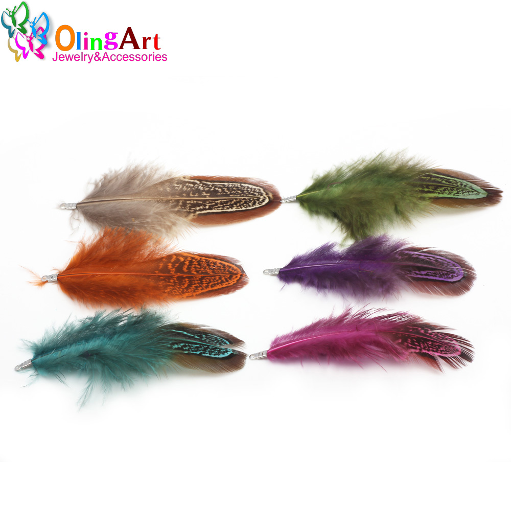 Women'S Fashion Earrings - OlingArt カラフルな染色天然羽タッセル 12 個女性イヤリングブレスレットチョーカー DIY ジュエリーメイキングキーホルダーペンダント