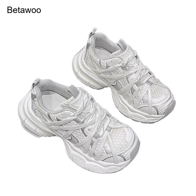 Women'S Yellow Fashion Sneakers - レディースファッションメッシュプラットフォームチャンキースニーカー、レースアップ、滑り止め、カジュアル、デイリースポーツシューズ、イエロー、ホワイトをご用意しています
