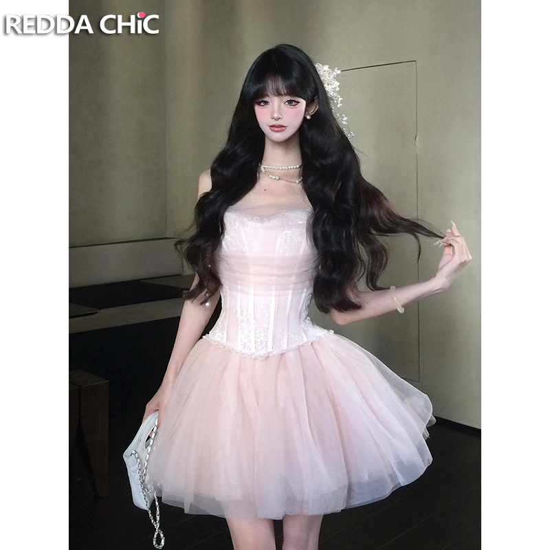 Corset Top Boned - REDDACHiC ステッチ花柄レースチューブトップスカート女性セット骨太コルセットチュールふわふわチュチュスカートフェアリーコアパーティーウエディングコスプレ衣装