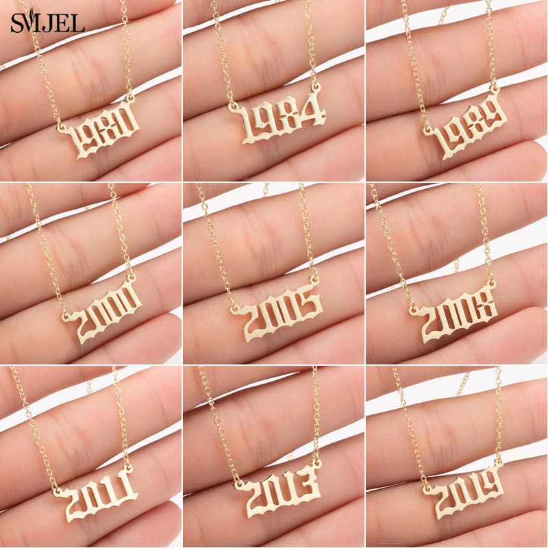 Women'S Fashion Show 2022 - Smjel-女性、誕生日プレゼント、誕生日、特別な日付、1982、1989、2000、1999、1980から2022のための年番号のネックレス