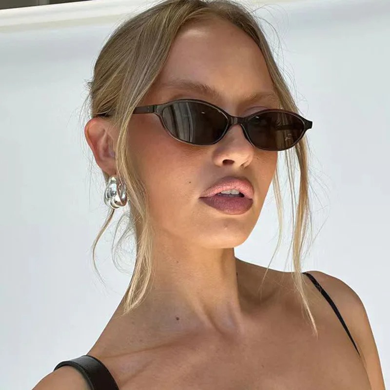 Women'S Fashion Eyeglass Frames - レトロオーバルフレームサングラスファッション女性トレンディな小さなフレームサングラスパンクキャットアイサンシェード日焼け止め UV400 メガネ