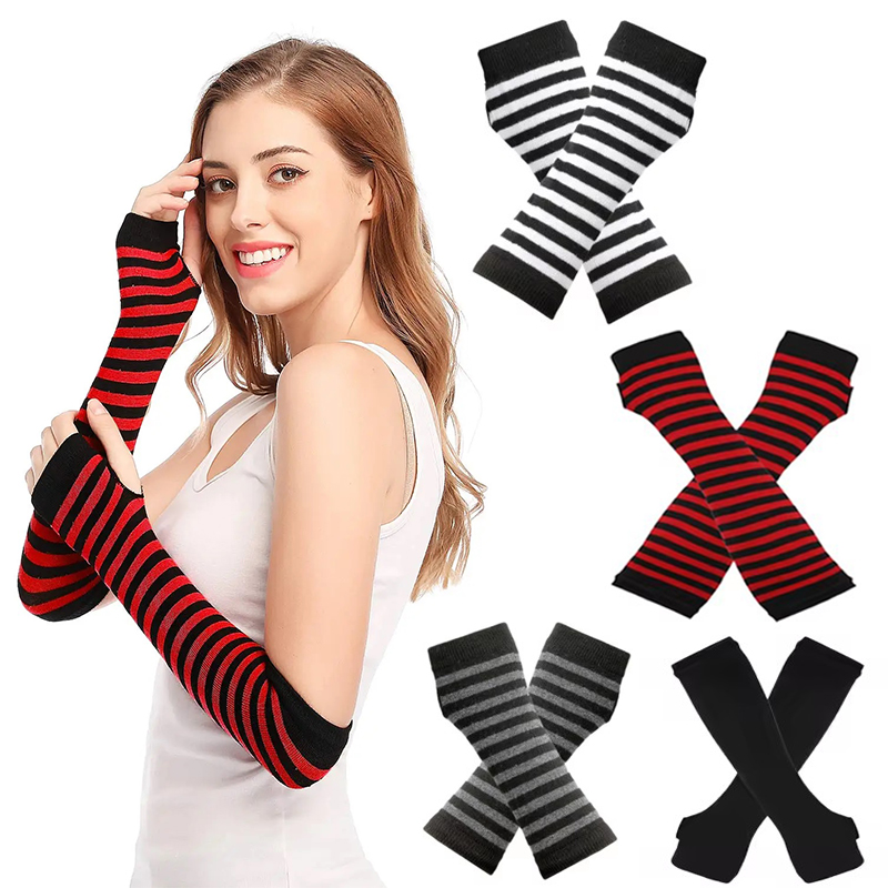 Women'S Fashion Gloves - Y2K 女性パーティー日常着用ロングアームグローブ肘丈ニットアームウォーマーファッション伸縮性リストバンドスリーブ