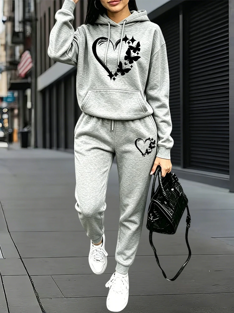 Women'S Fashion Winter 2026 - 2026年新作レディーストラックスーツ、フーディーとスウェットパンツ、秋冬デイリーカジュアルスポーツプルオーバーセット、アウトドアジョギングウェア
