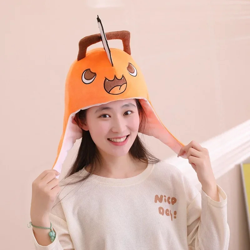 Women'S Fashion Hats - アニメチェーンソーマンポチタコスプレぬいぐるみヘッドギアキャップ男性女性学生コスチュームファッション暖かい帽子写真小道具誕生日ギフトb