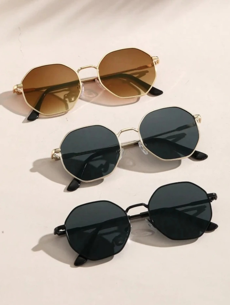 Women'S Fashion Eyeglass Frames - 1/3 個メタル幾何学模様ラウンドフレームサングラスファッションクラシック休暇装飾用サングラスアウトドアシェードゴーグル男性/女性