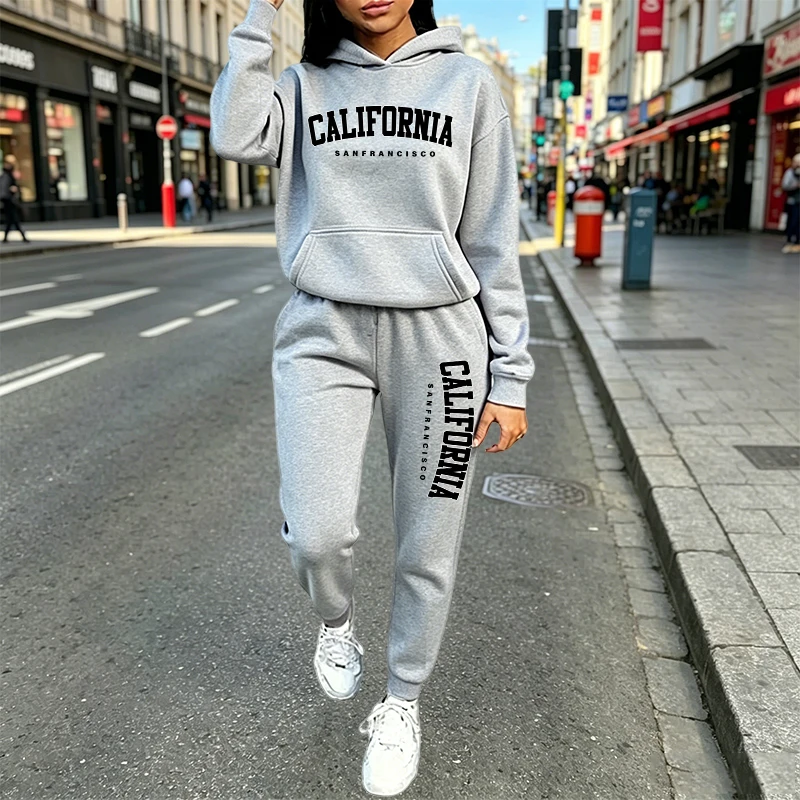 Women'S Fashion Winter 2026 - 都会的なカジュアルファッション フーディジョガースーツ 秋冬コーデ 2026新作 レディース セットアップ