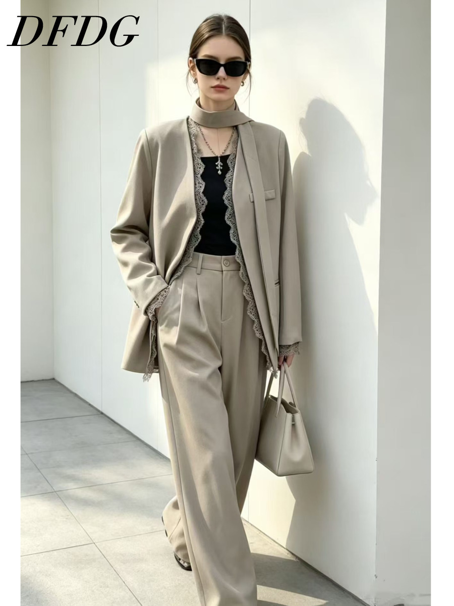 Blazer Women Oversized - DFDG レディース 2026 スカーフカラー オーバーサイズ ブレザー