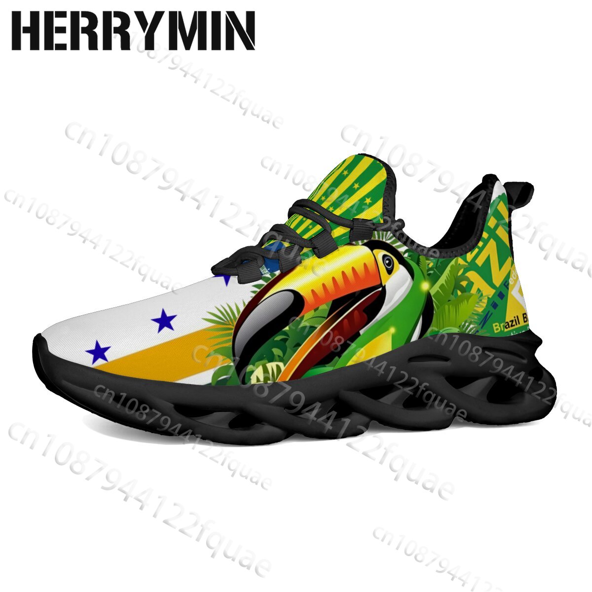 Women'S Yellow Fashion Sneakers - 男性女性ブラジル国旗緑黄色ストライププリントスニーカーファッション四季ユニバーサルウェーブ中空クッションスニーカー
