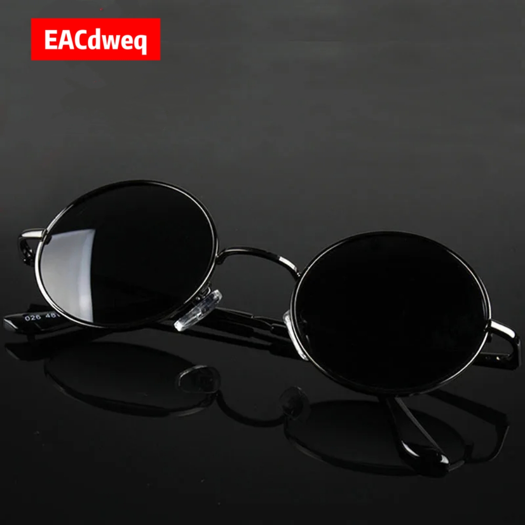Women'S Fashion Eyeglass Frames - レトロヴィンテージラウンドサングラス男性ブランドデザイナーサングラス女性合金金属フレーム黒レンズ眼鏡運転 UV400