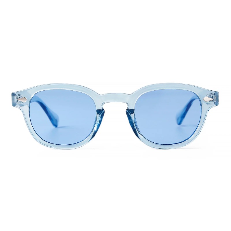 ファッション透明ブルーラウンドサングラス女性男性レトロリベッ - Women Fashion Glasses のレビューと価格