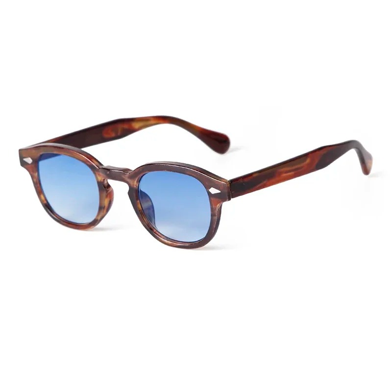 ファッション透明ブルーラウンドサングラス女性男性レトロリベッ - Women Fashion Glasses のレビューと価格
