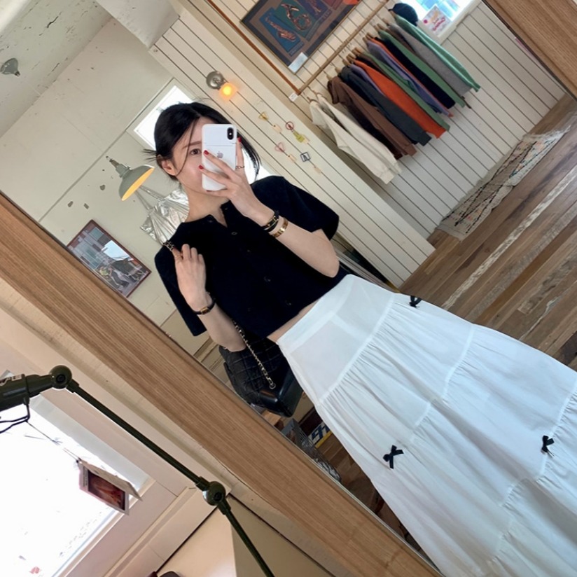 膝丈のシルクリボンハーフスカート 結び目付き 女性用 春秋冬 - Women Fashion Online のレビューと価格