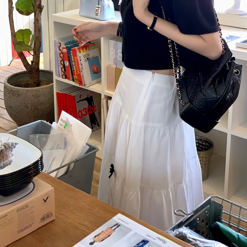 膝丈のシルクリボンハーフスカート 結び目付き 女性用 春秋冬 - Women Fashion Online のレビューと価格