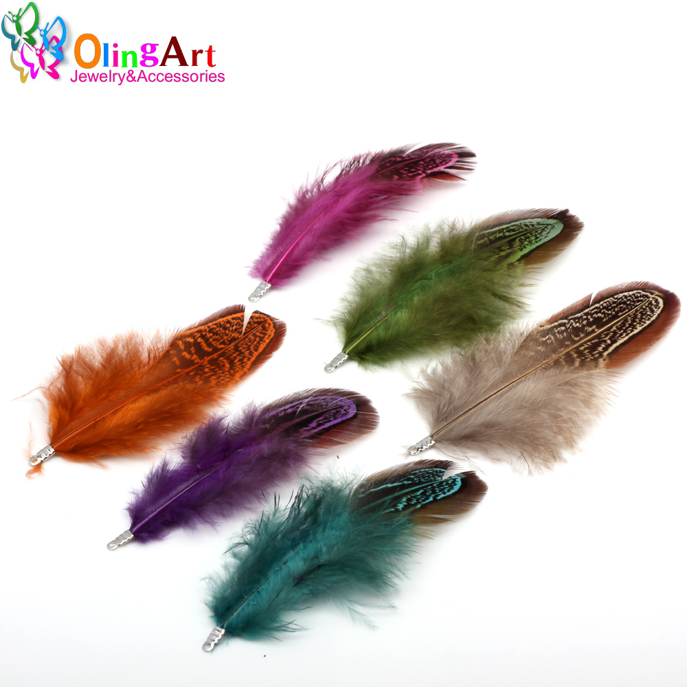 OlingArt カラフルな染色天然羽タッセル 12 個女性 - Women'S Fashion Earrings のレビューと価格