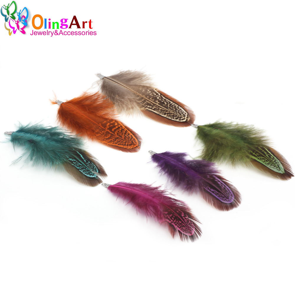 OlingArt カラフルな染色天然羽タッセル 12 個女性 - Women'S Fashion Earrings のレビューと価格