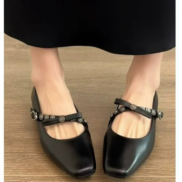 フレンチスタイルのボウ付きスクエアトゥチャンキーヒールメリー - Women'S Fashion For Summer 2026 のレビューと価格