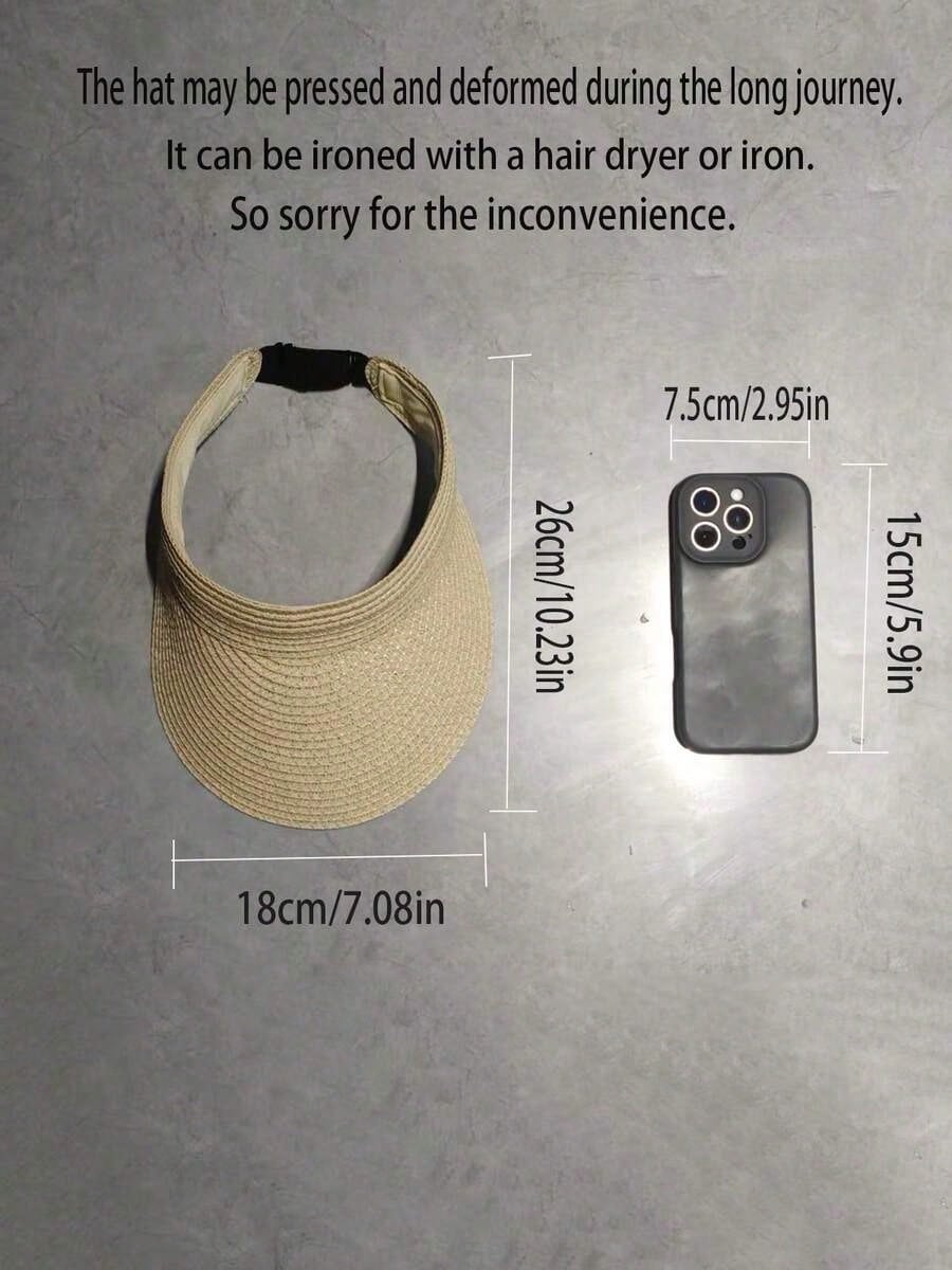 1pc ファッションストローバイザー女性用つば広帽子ロールア - Women'S Fashion Hats のレビューと価格