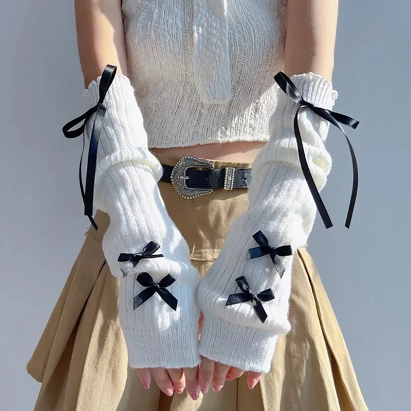 女性 Y2K ファッションアームウォーマーちょう結びソフトニ - Women'S Fashion Gloves のレビューと価格