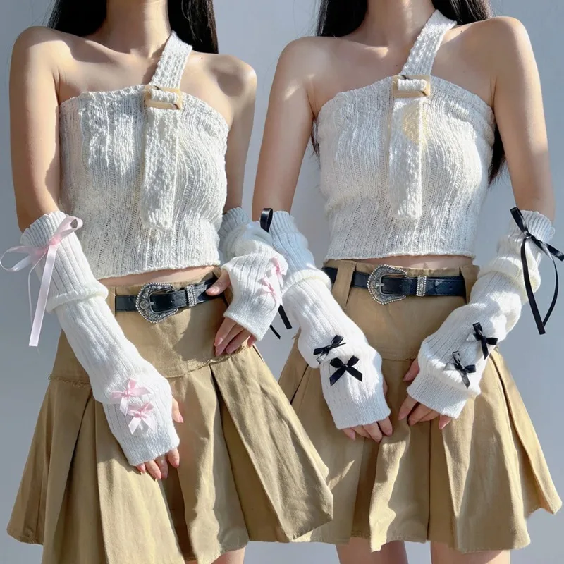 女性 Y2K ファッションアームウォーマーちょう結びソフトニ - Women'S Fashion Gloves のレビューと価格