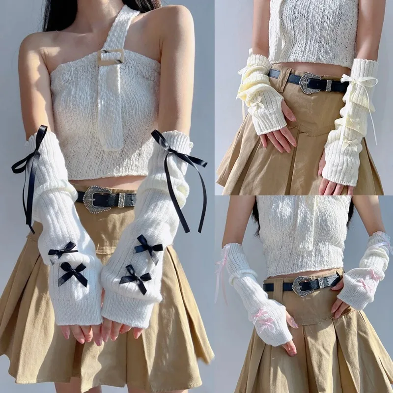 女性 Y2K ファッションアームウォーマーちょう結びソフトニ - Women'S Fashion Gloves のレビューと価格