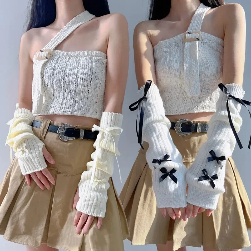 女性 Y2K ファッションアームウォーマーちょう結びソフトニ - Women'S Fashion Gloves のレビューと価格