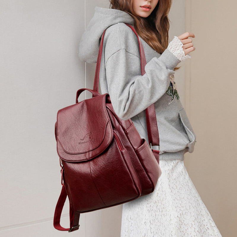 ヴィンテージ風ソフトレザーバックパック 女性用 9色展開 カ - Women Fashion Online のレビューと価格