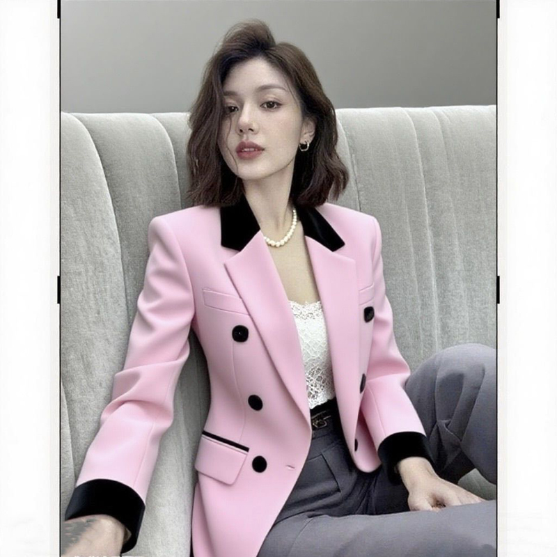 ピンクのスリムフィットレディースブレザー、フォーマルオフィス - Blazer Women Oversized のレビューと価格