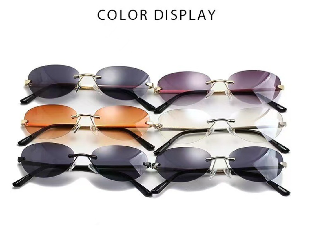 リムレスオーバルサングラス女性小さなオーバルグラデーションメ - Women'S Fashion Eyeglass Frames のレビューと価格
