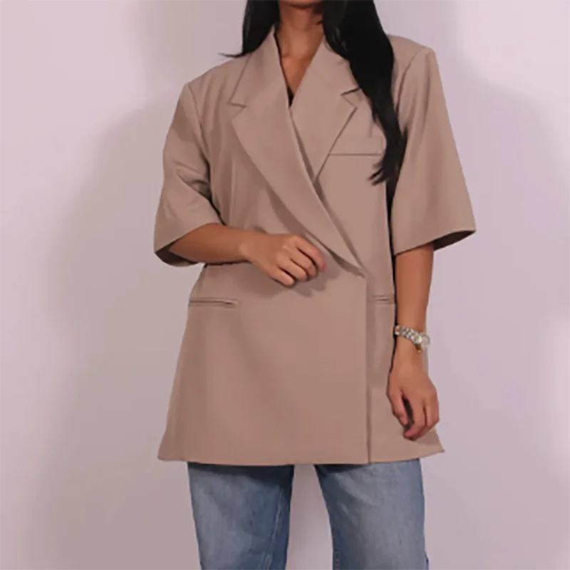 レディースルーズブレザースーツ、無地カジュアル、ターンダウン - Blazer Women Oversized のレビューと価格