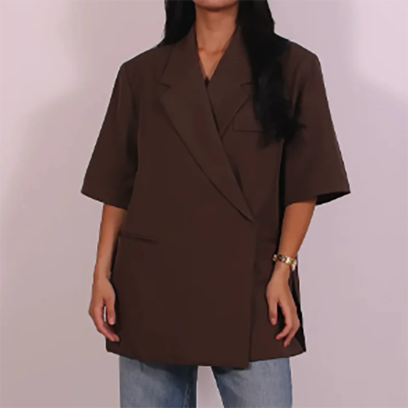 レディースルーズブレザースーツ、無地カジュアル、ターンダウン - Blazer Women Oversized のレビューと価格