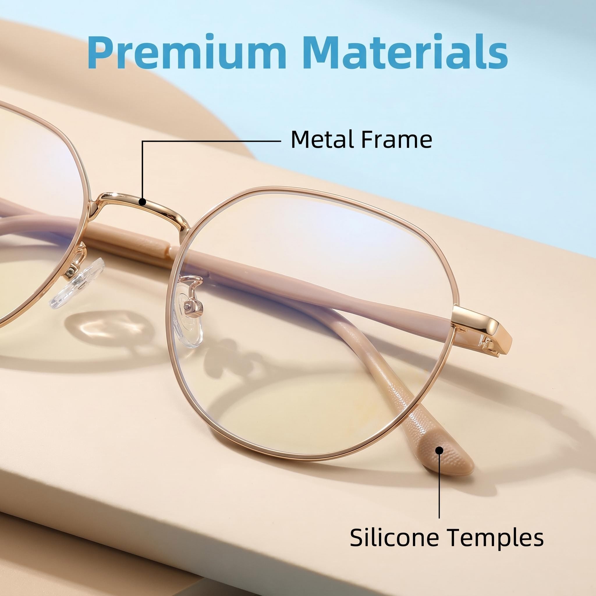 女性金属六角形光学メガネフレームスリムフェイス軽量ゼロ圧力眼 - Women'S Fashion Eyeglass Frames のレビューと価格