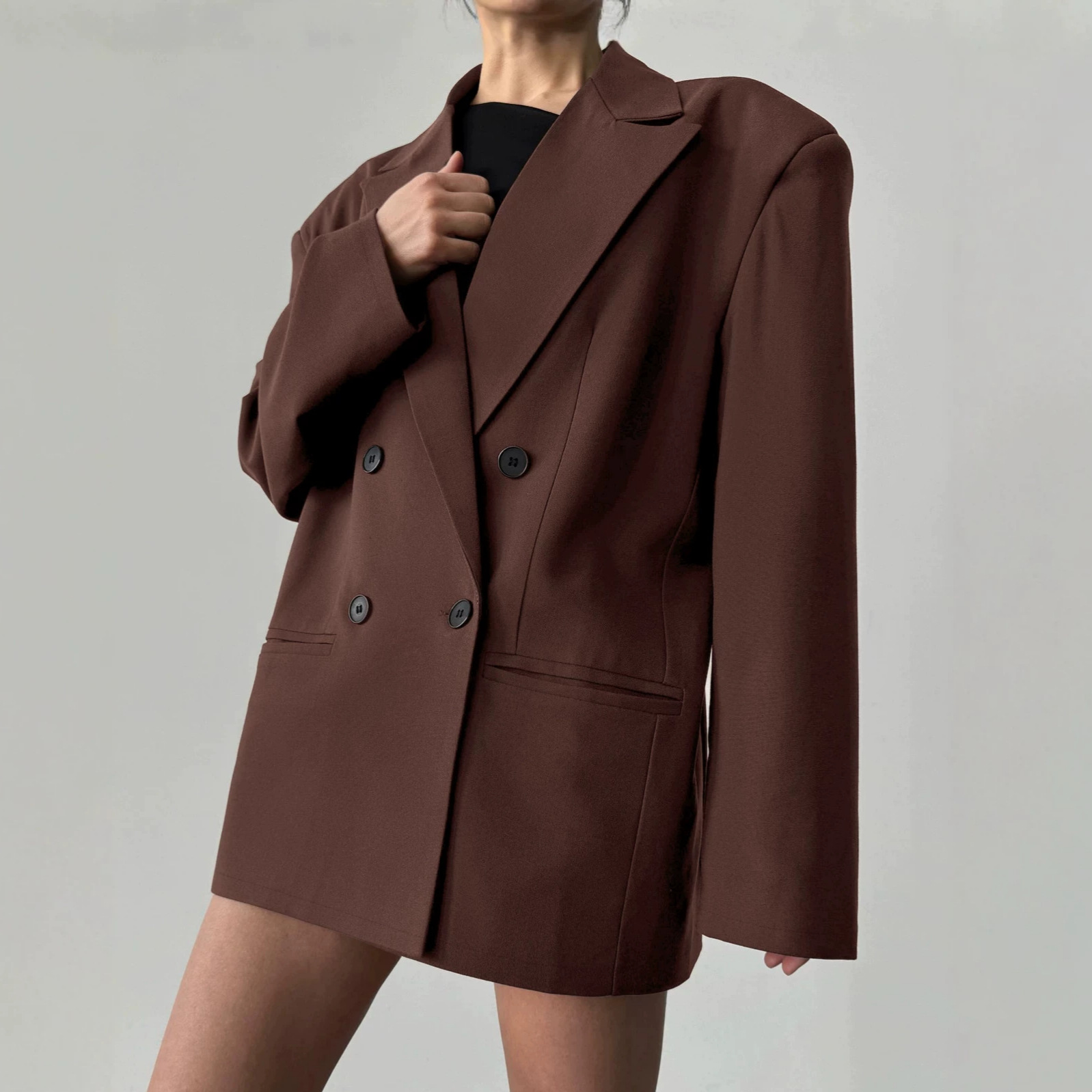 春秋ファッションコート ヴィンテージブラウンブレザー レディ - Blazer Women Oversized のレビューと価格