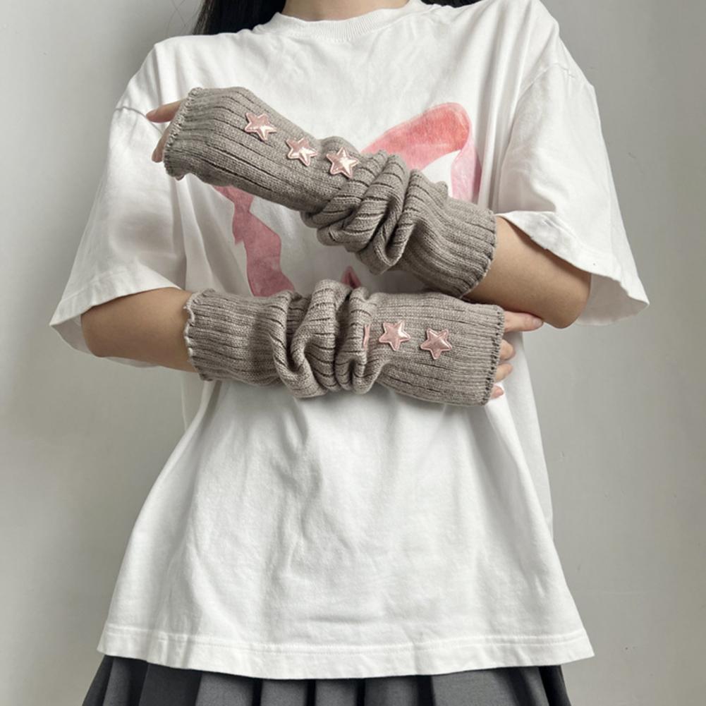 レディース秋冬用暖かい星柄ニットアームスリーブスタイルの指な - Women'S Fashion Gloves のレビューと価格