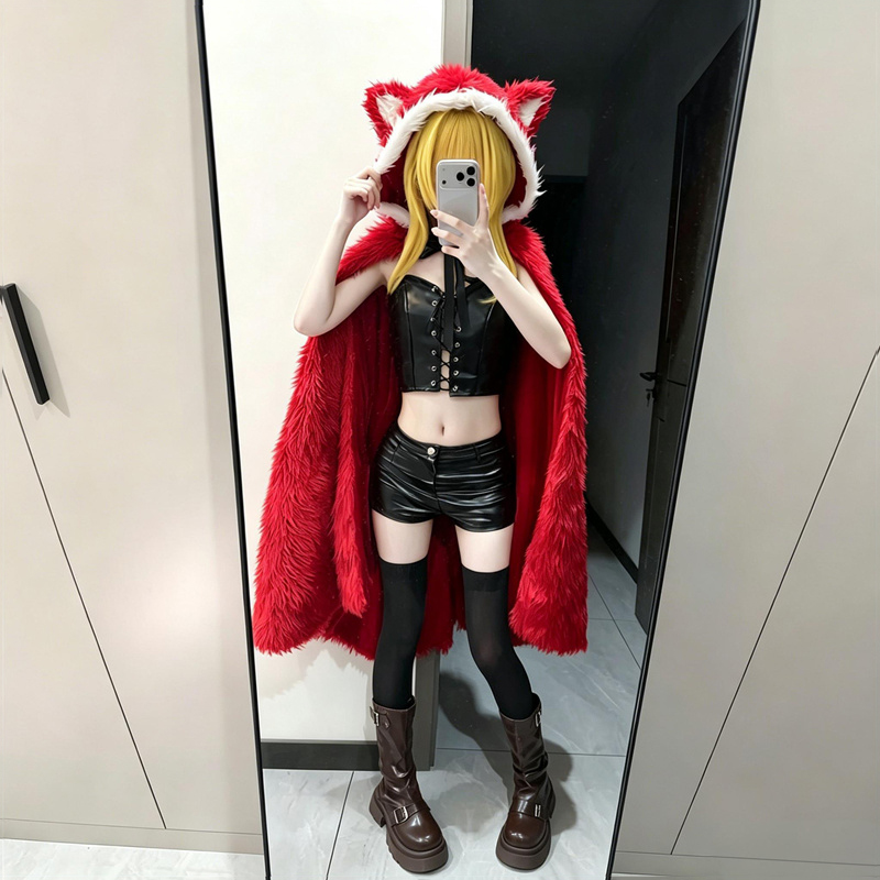 ゲームブラックソウルズコスプレマントレッドフードレケフード付 - Corset Top Boned のレビューと価格