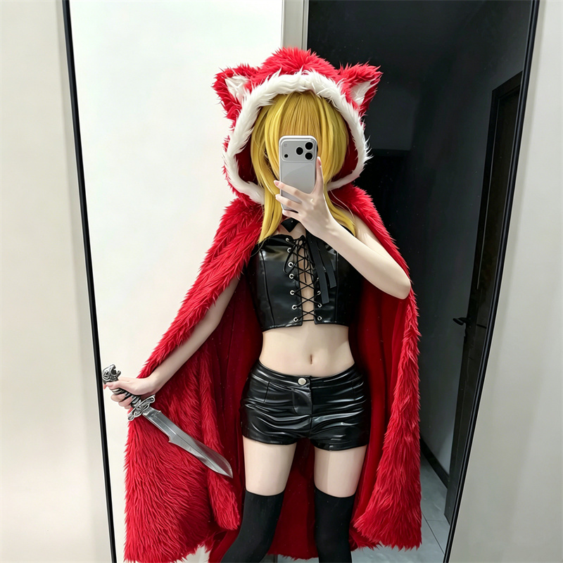 ゲームブラックソウルズコスプレマントレッドフードレケフード付 - Corset Top Boned のレビューと価格