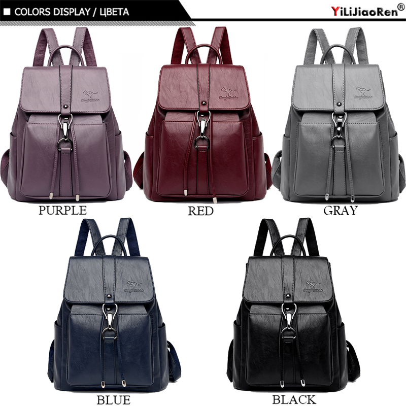 抗盗難バックパック女性のショルダーバッグ有名なブランドレザー - Women Fashion Online のレビューと価格