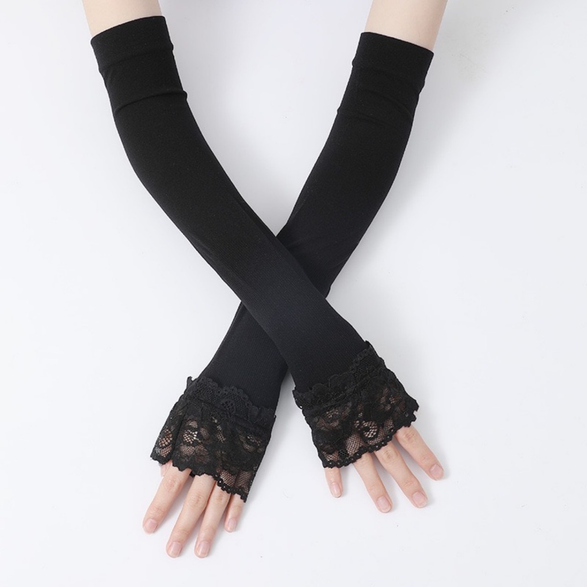 女性用ロング伸縮アームスリーブ、指なし運転用手袋、セクシーな - Women'S Fashion Gloves のレビューと価格
