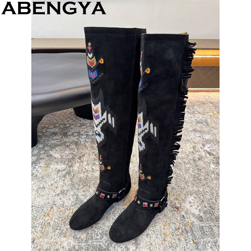 ABENGYA 2026 冬の新ニーハイブーツ女性スエードレ - Women'S Fashion Winter 2026 のレビューと価格