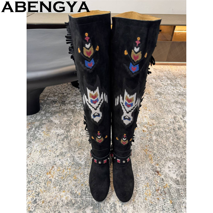ABENGYA 2026 冬の新ニーハイブーツ女性スエードレ - Women'S Fashion Winter 2026 のレビューと価格