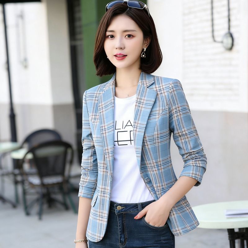 気質チェック柄スーツジャケット女性新作春夏 2026 ファッ - Blazer Women Oversized のレビューと価格