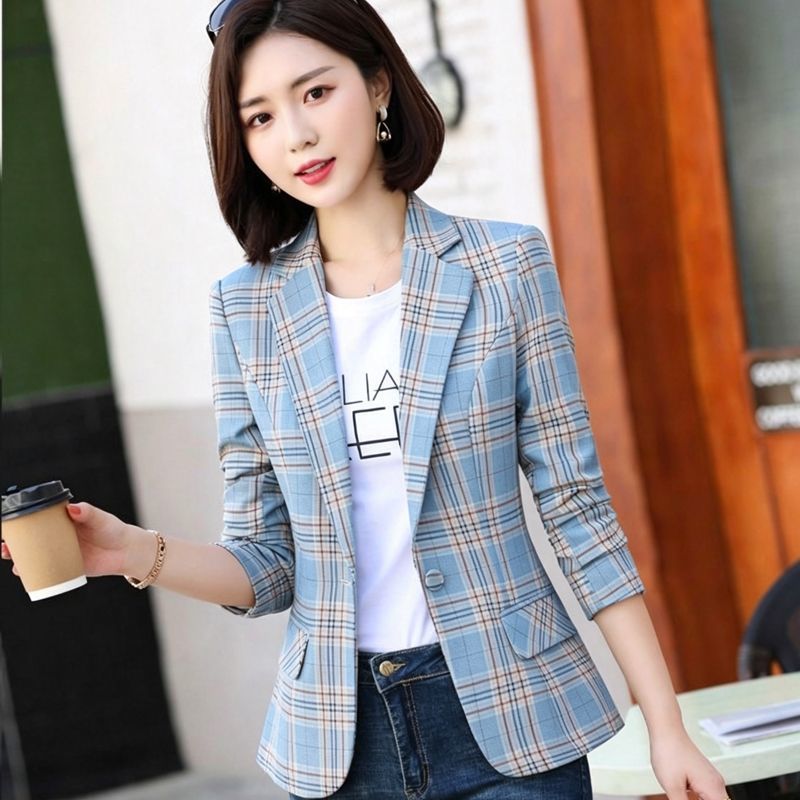 気質チェック柄スーツジャケット女性新作春夏 2026 ファッ - Blazer Women Oversized のレビューと価格