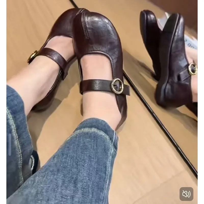 レトロな黒のフラットメリージェーンシューズ、女性用、快適なス - Women Fashion Online のレビューと価格