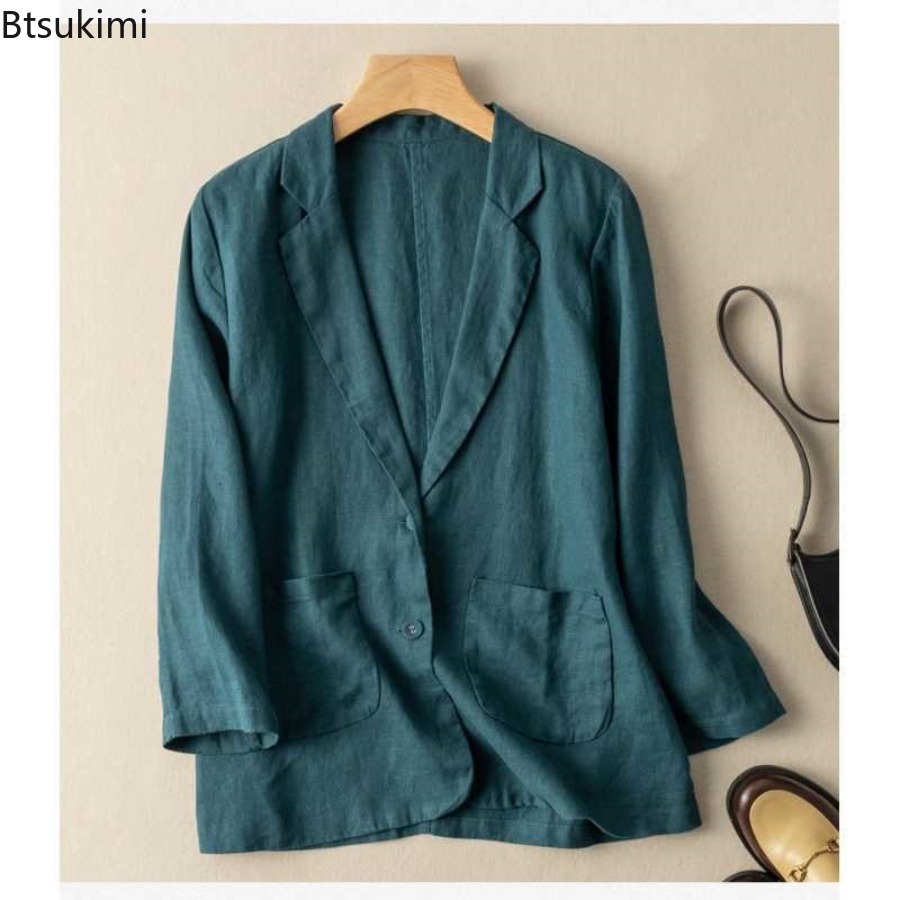 2026 新綿麻小物スーツ女性のカジュアル日焼け止めブレザー - Blazer Women Oversized のレビューと価格