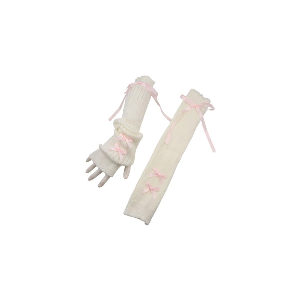 ストリート弾性ニット弓アームスリーブ Y2K バレエスタイル - Women'S Fashion Gloves のレビューと価格