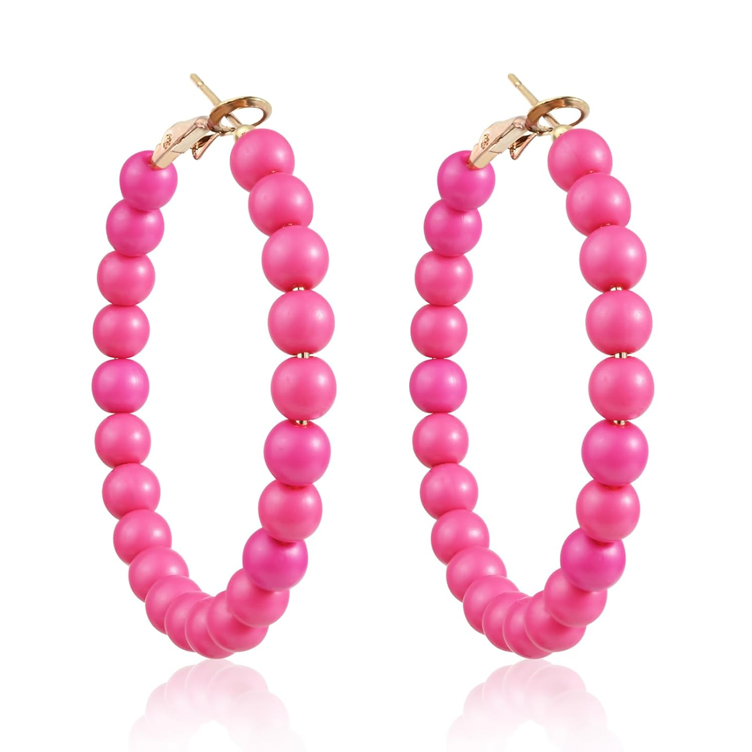 女性用ビーズフープイヤリング サークルビーズイヤリング ファ - Women'S Fashion Earrings のレビューと価格