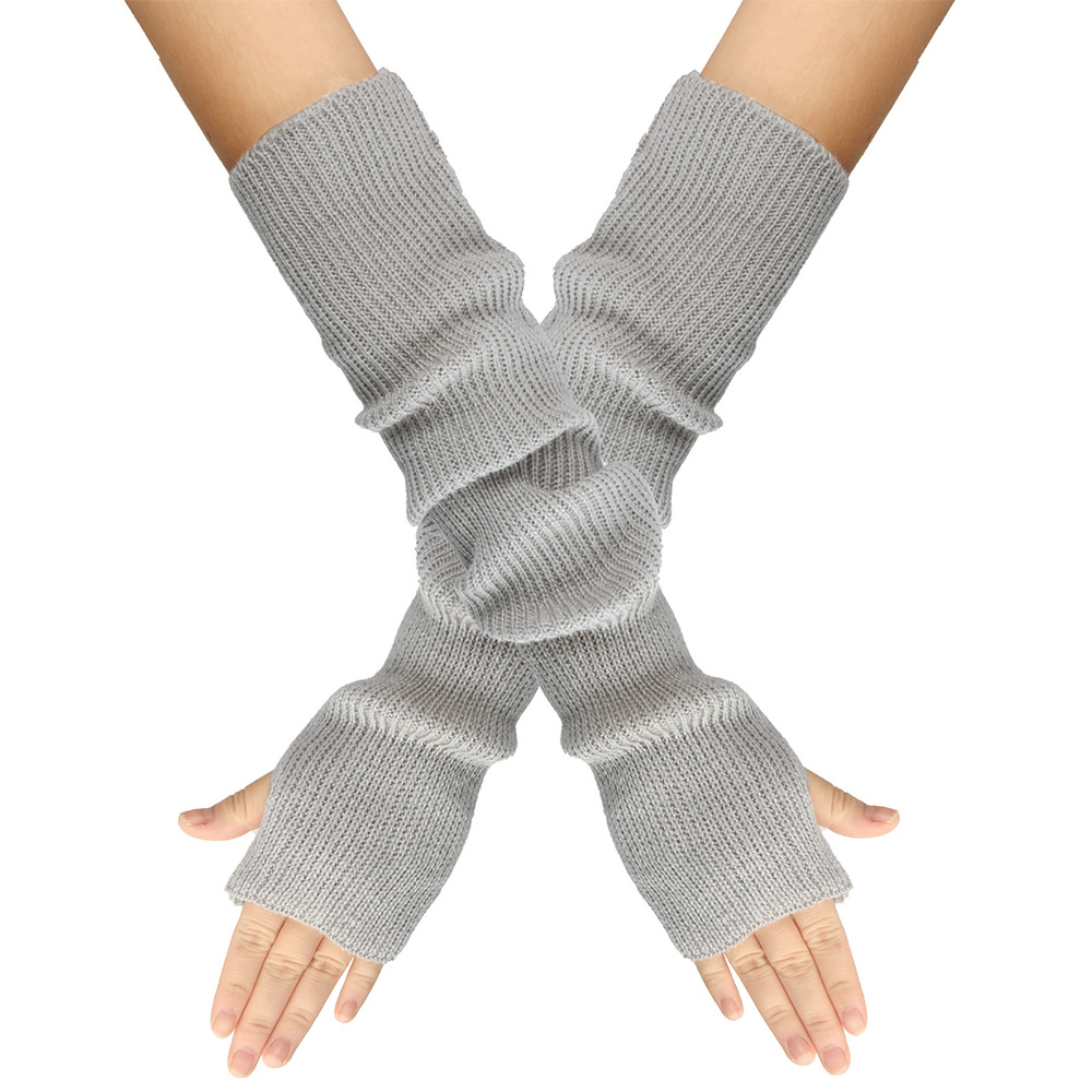 秋と冬のニット手袋女性用暖かい無地アクリルエクステンデッドア - Women'S Fashion Gloves のレビューと価格