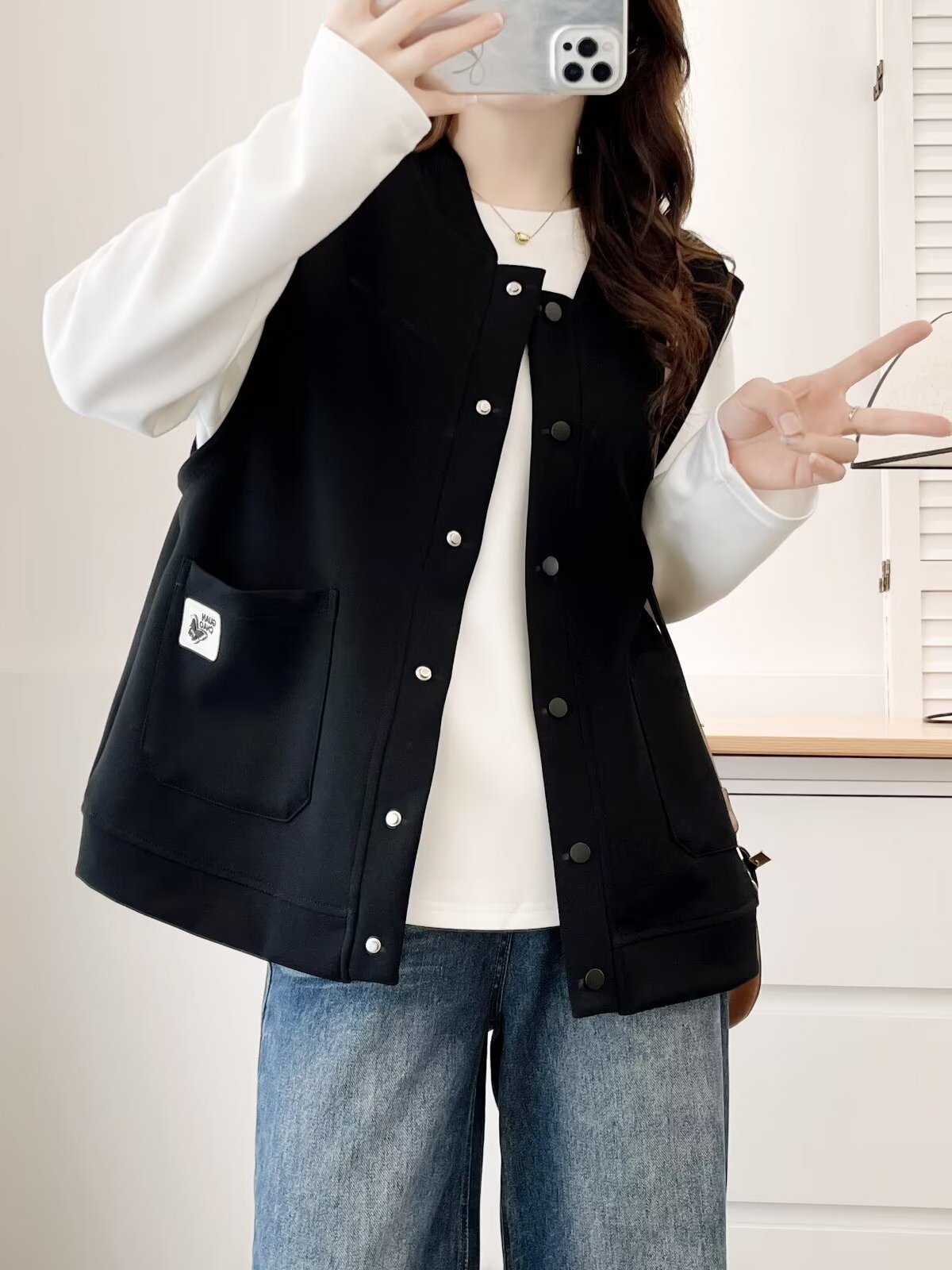 ゆったりとしたフィット感のノースリーブラウンドネックベスト、 - Women'S Fashion Labels のレビューと価格